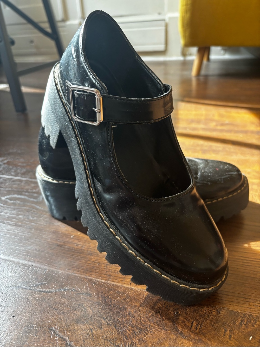 Madden Girl Black Mary Jane Platform Heels - Women's Chunky Strap Shoes